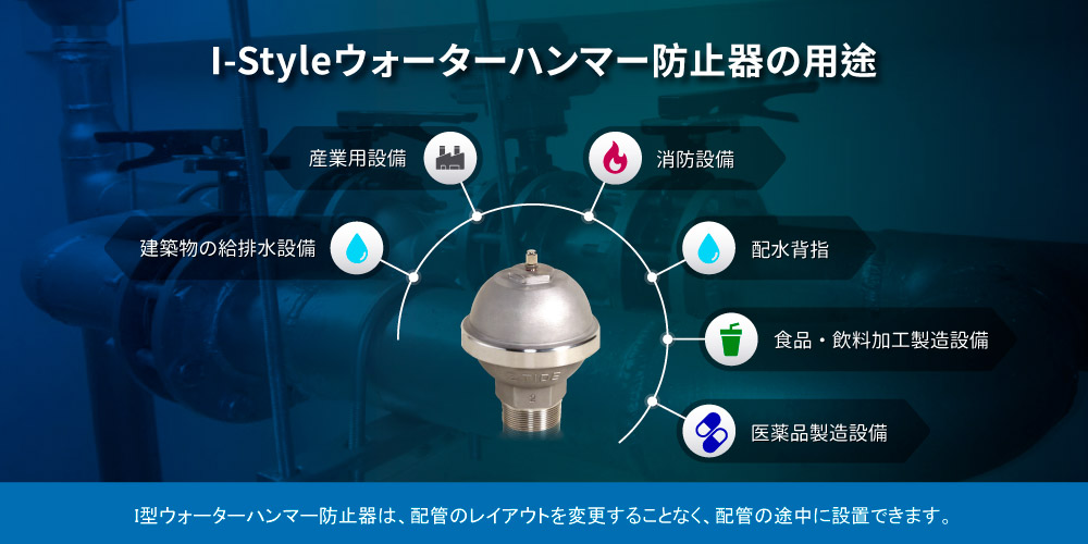 I型ウォーターハンマー防止器の用途 Z-Tide I型ウォーターハンマー防止器の用途